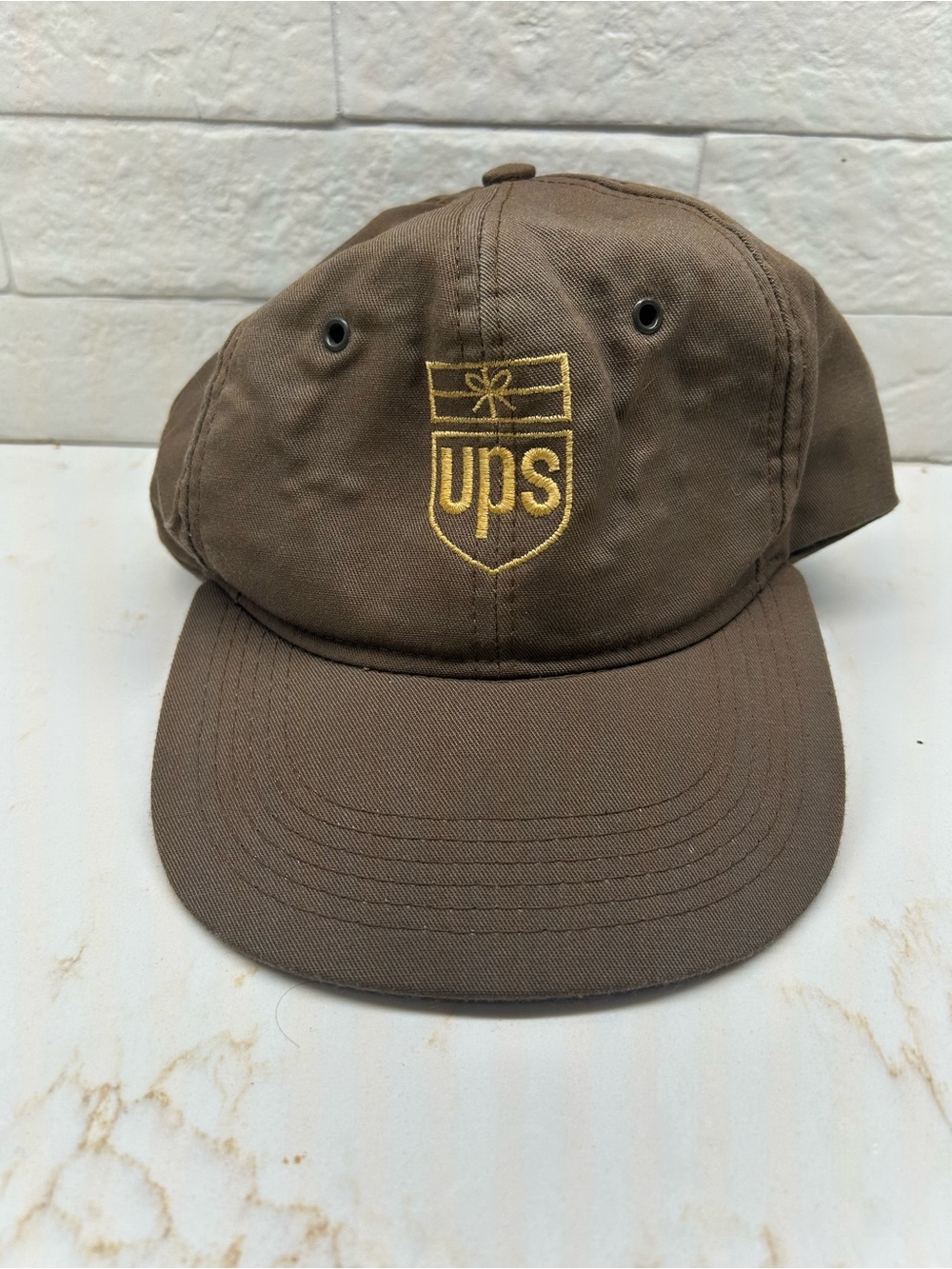 Vintage UPS Brown Snapback Hat Cap Made in USA AB Emblems Button Top One Size